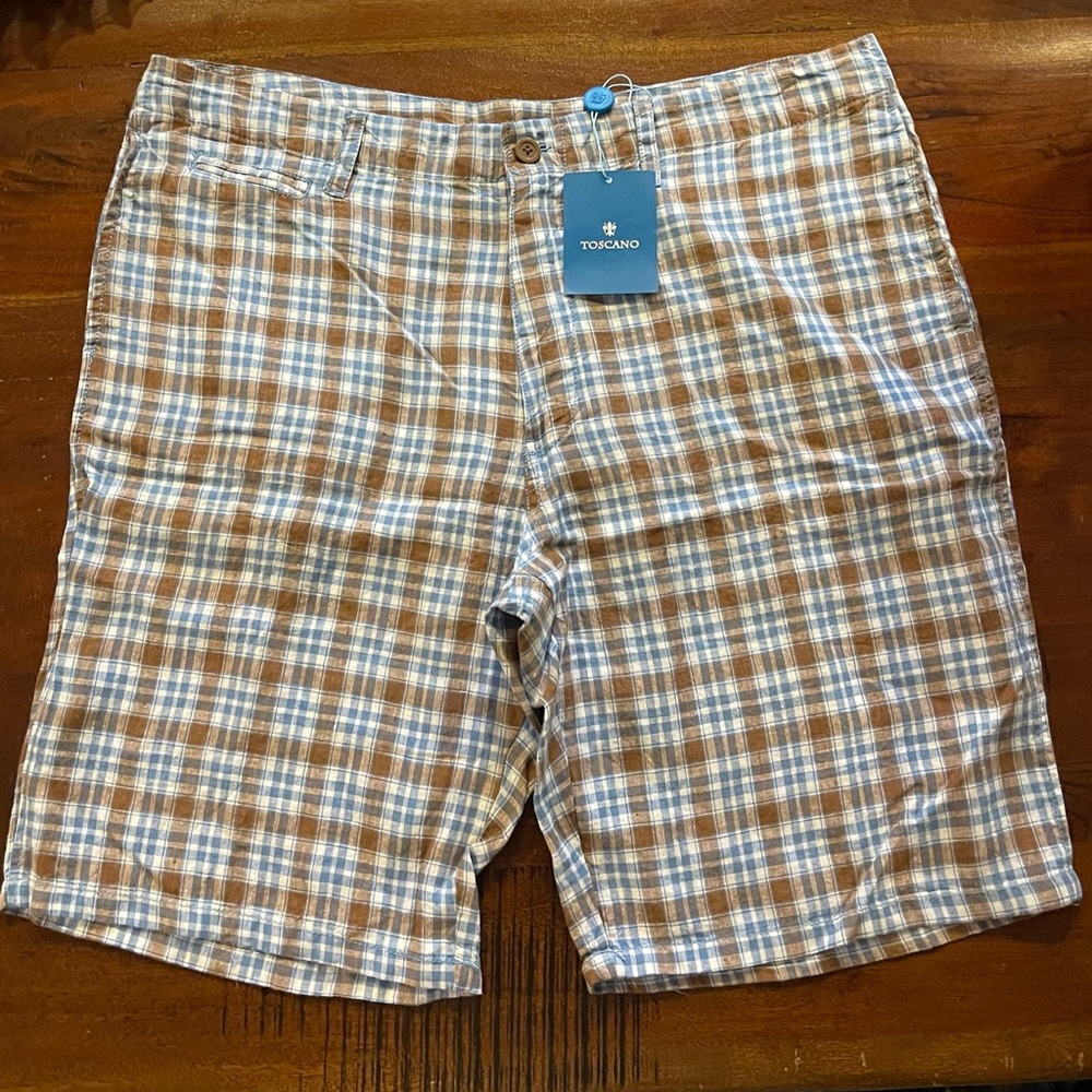 Toscano plaid linen shorts